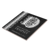 D Monogram "White Lace on Black" Wedding Tegel Tegeltje (Zijkant)