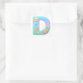 "D" Mooie Bubbel Letter - Onderwater Zeedier A Vierkante Sticker (Tas)