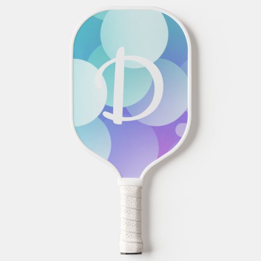 D Naam Pickleball Paddle Paarse Blue Bubble Modern (Voorkant)