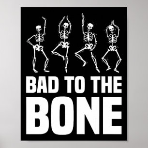 D naar het botskelet Funny Halloween Skeleton Poster