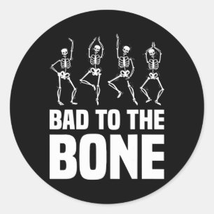 D naar het botskelet Funny Halloween Skeleton Ronde Sticker