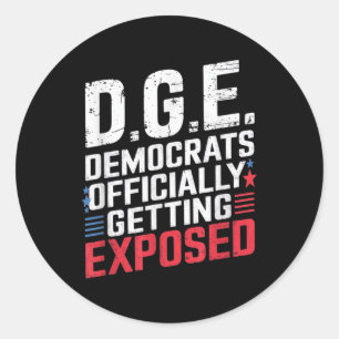 D.o.g.e Doge Politieke satire Amerikaanse vlag T-s Ronde Sticker
