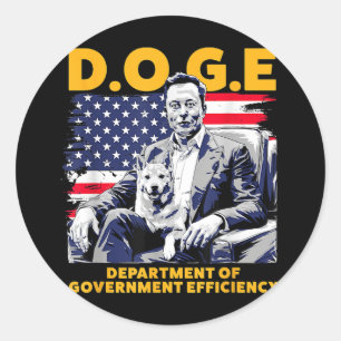 D.O.G.E. Ministerie van Regeringsefficiëntie _1 Ronde Sticker