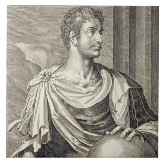 D. Octavius Augustus (63 voor Christus - 14 voor C Tegeltje (Voorkant)