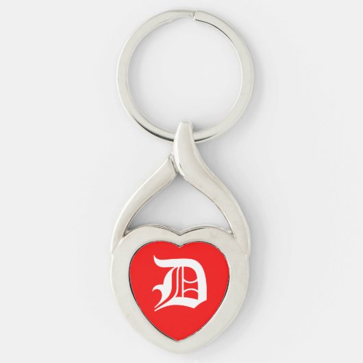 "D" Red Heart Sleutelhanger (Voorkant)