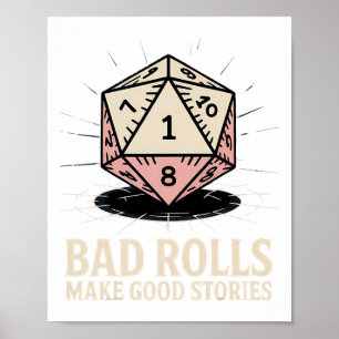 D Rolls maken goede verhalen Rpg Gamer Familie Mat Poster