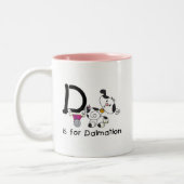D staat voor Dalmation T-shirts en Cadeaus Tweekleurige Koffiemok (Links)