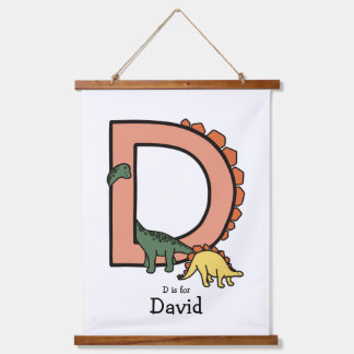 D staat voor: dinosaurus hangend wandkleed