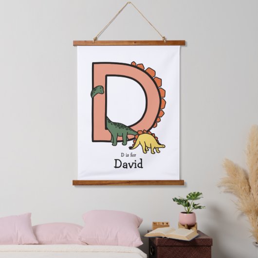 D staat voor: dinosaurus hangend wandkleed (Slaapkamer)