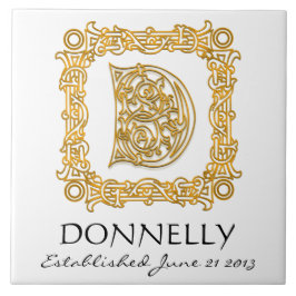 "D" Surname Wedding Jubileum Dag Monogram Tegel Tegeltje
