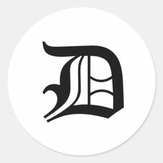 D-tekst Oudengels Ronde Sticker (Voorkant)