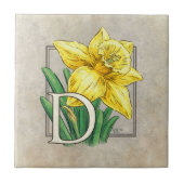 D voor Daffodil Floral Monogram Tegeltje (Voorkant)