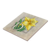D voor Daffodil Floral Monogram Tegeltje (Zijkant)