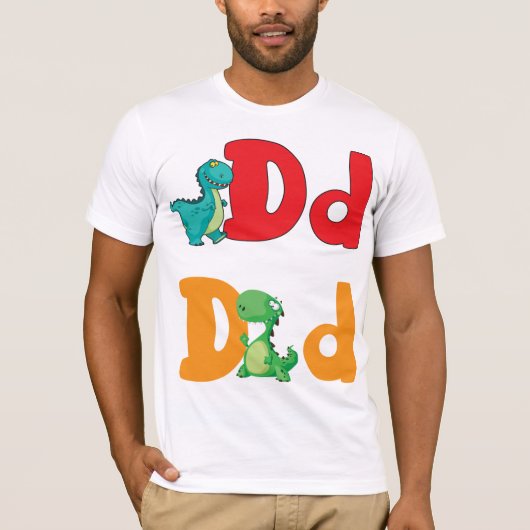 D voor Dinosaur Mannen T-Shirt (Voorkant)