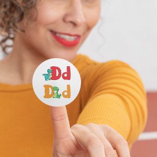 D voor Dinosaur-Stickers Ronde Sticker