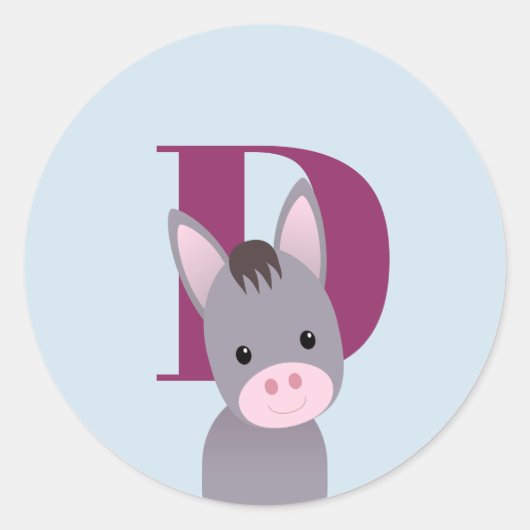 D voor Donkey Ronde Sticker (Voorkant)