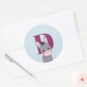 D voor Donkey Ronde Sticker (Envelop)