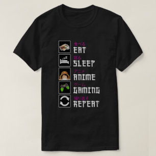 DA2-Eat Slaap Anime Gaming Herhaal Kawaii Otaku T-shirt