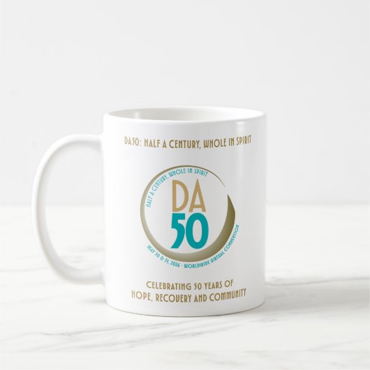 DA50 Worldwide Virtual Convention Mug in Gold/Teal Koffiemok (Links)