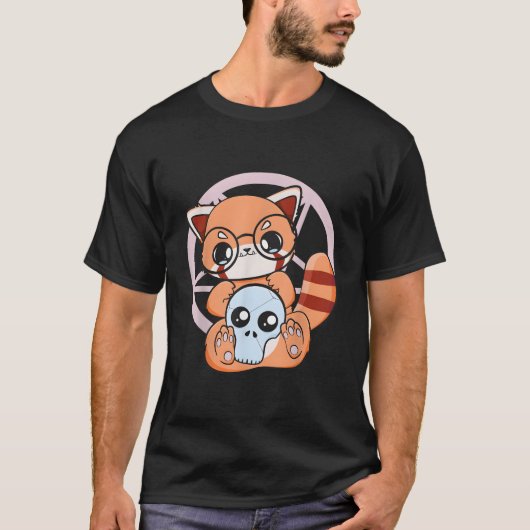DãA De Los Muertos Rode Panda Mexico Pyjama Paste T-shirt (Voorkant)