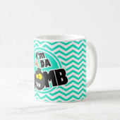 Da Bomb. Aqua Green Chevron Koffiemok (Voorkant rechts)
