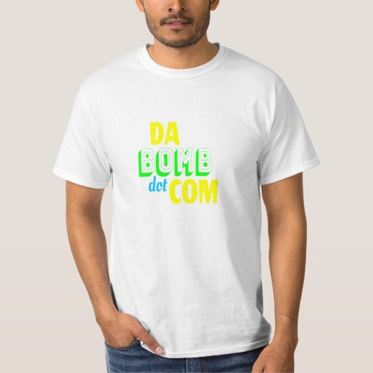 Da Bomb dot com Novelty Funny Retro 90 T-shirt (Voorkant)