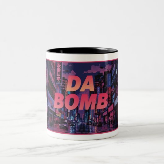 DA BOMB Vaporwave Mok – Retro Neon Esthetische Cup (Center)