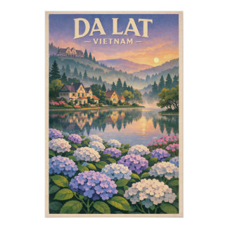 Da Lat city, Vietnam, in a classic retro  Perfect Poster
