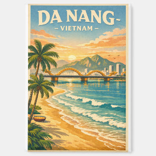 Da Nang-stad, Vietnam, in een klassieke retro-stij Magneet
