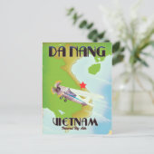 Da Nang Vietnam vintage reisposter Briefkaart (Staand voorkant)