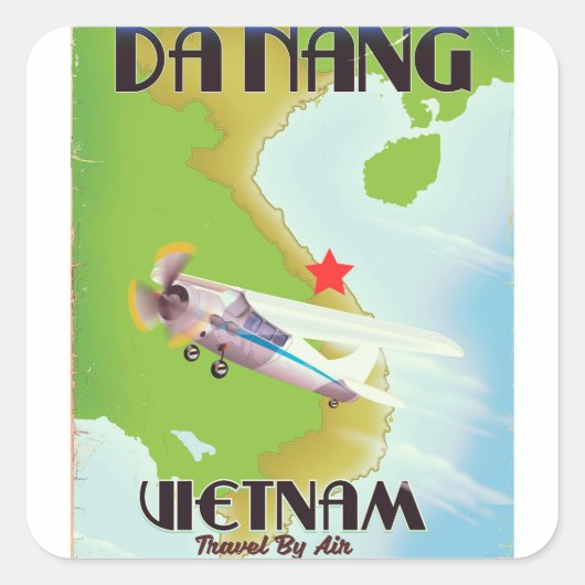 Da Nang Vietnam vintage reisposter Vierkante Sticker (Voorkant)
