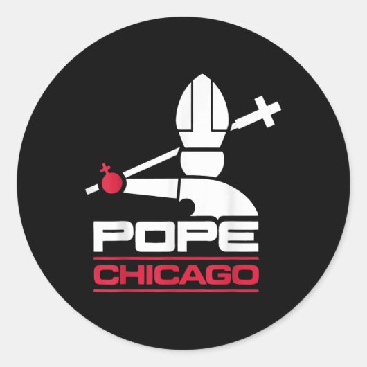 Da Pope Leo XIV Shirt Chicago Baseball Ronde Sticker (Voorkant)