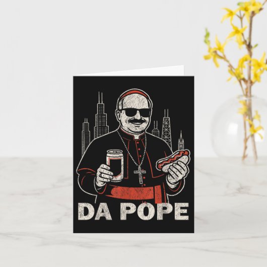 Da Pope uit Amerika Chicago Paus Leo XIV Grappig V Kaart (Gele Bloem)