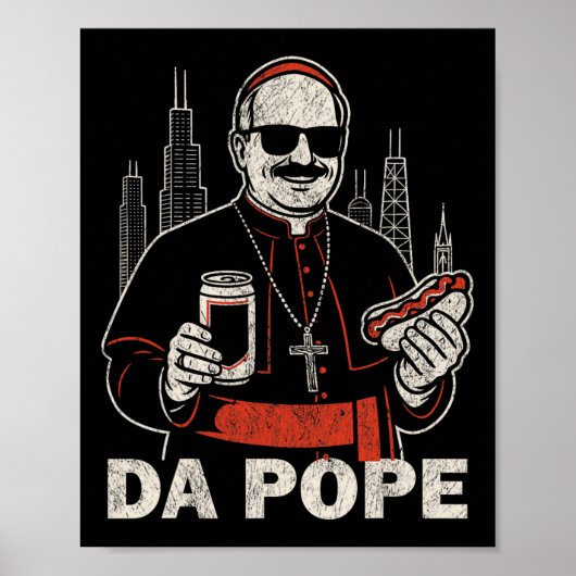 Da Pope uit Amerika Chicago Paus Leo XIV Grappig V Poster (Voorkant)