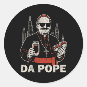 Da Pope uit Amerika Chicago Paus Leo XIV Grappig V Ronde Sticker