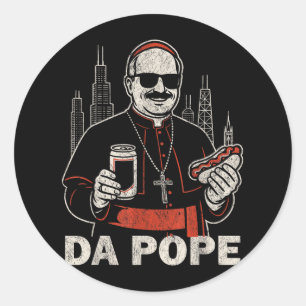 Da Pope uit Amerika Chicago Paus Leo XIV Grappig V Ronde Sticker