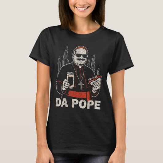 Da Pope uit Amerika Chicago Paus Leo XIV Grappig V T-shirt (Voorkant)