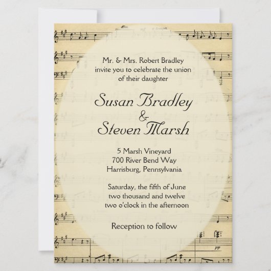 DA  Sheet Music Wedding Uitnodiging (Voorkant)