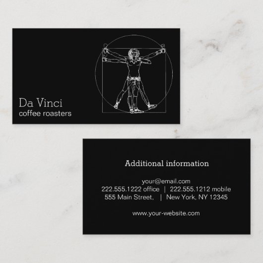 Da Vinci coffee roasters minimal vitruvian man Visitekaartje (Voorkant / Achterkant)