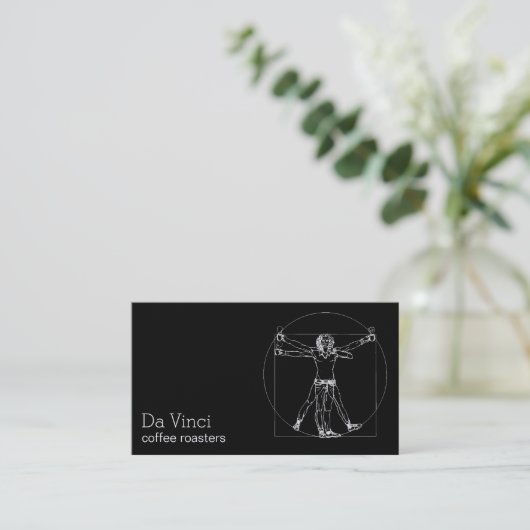 Da Vinci coffee roasters minimal vitruvian man Visitekaartje (Staand voorkant)