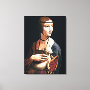 Da Vinci - De dame met de hermelijn Canvas Afdruk