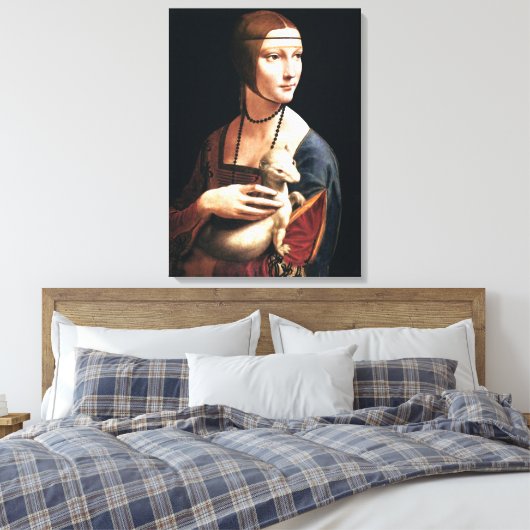 Da Vinci - De dame met de hermelijn Canvas Afdruk (Insitu (Slaapkamer))