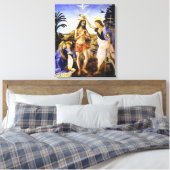 Da Vinci De doop van Christus Fine Art Classic Canvas Afdruk (Insitu (Slaapkamer))