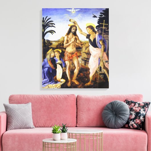 Da Vinci De doop van Christus Fine Art Classic Canvas Afdruk (Insitu (Woonkamer))