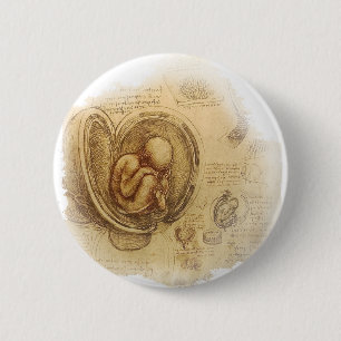 da Vinci - Embryo Sketch Ronde Button 5,7 Cm
