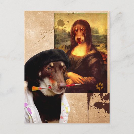 Da Vinci en de Mona Lisa Briefkaart (Voorkant)