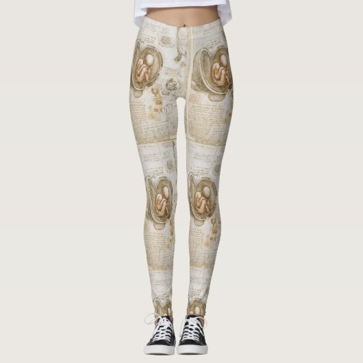 Da Vinci Fetus Tekeningen Leggings (Voorkant)