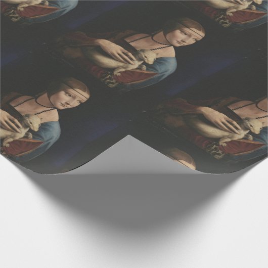 DA VINCI LADY MET EEN ERMINE WRAPPINGPAPIER CADEAUPAPIER (Hoek)