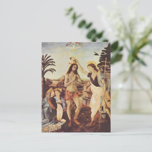 Da Vinci Leonardo - Het aptisme van Christus Briefkaart (Staand voorkant)