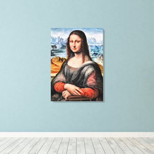 Da Vinci - Mona Lisa, wereldberoemd schilderij Canvas Afdruk (Insitu (Houten vloer))
